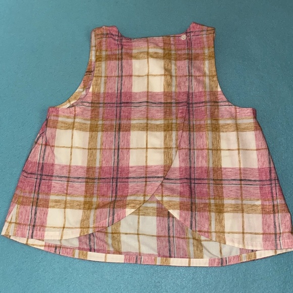 LOFT BEACH tulip style back button snap closure tank plaid soft NEW size S - Picture 3 of 11